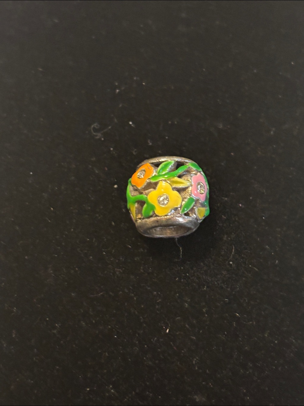Brighton Silver Floral Enamel Charm Bead - Multicolor